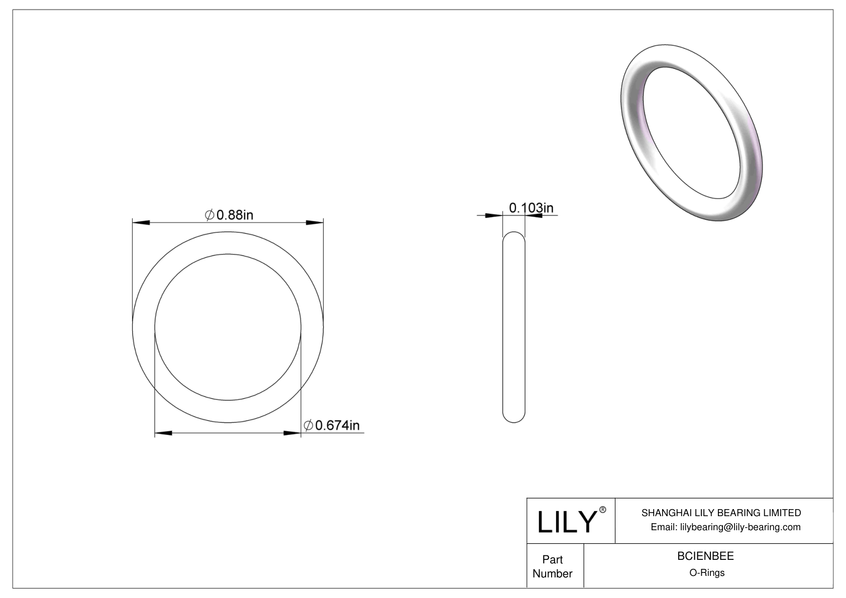 BCIENBEE Chemical Resistant O-rings Round cad drawing