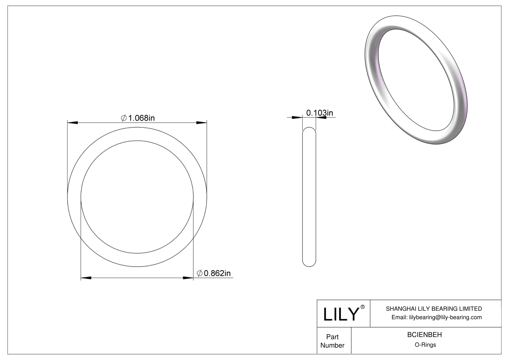 BCIENBEH Chemical Resistant O-rings Round cad drawing