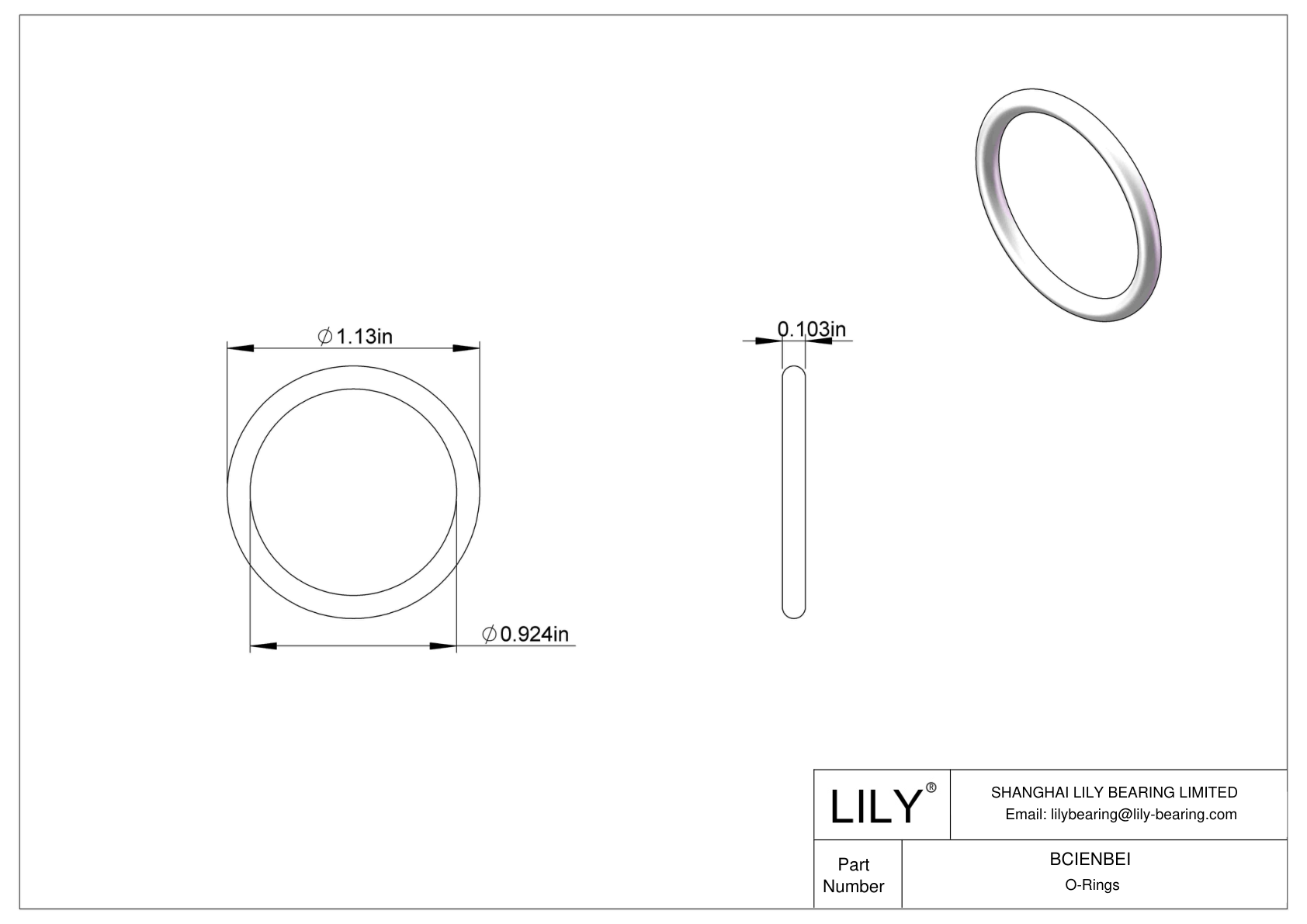 BCIENBEI Chemical Resistant O-rings Round cad drawing