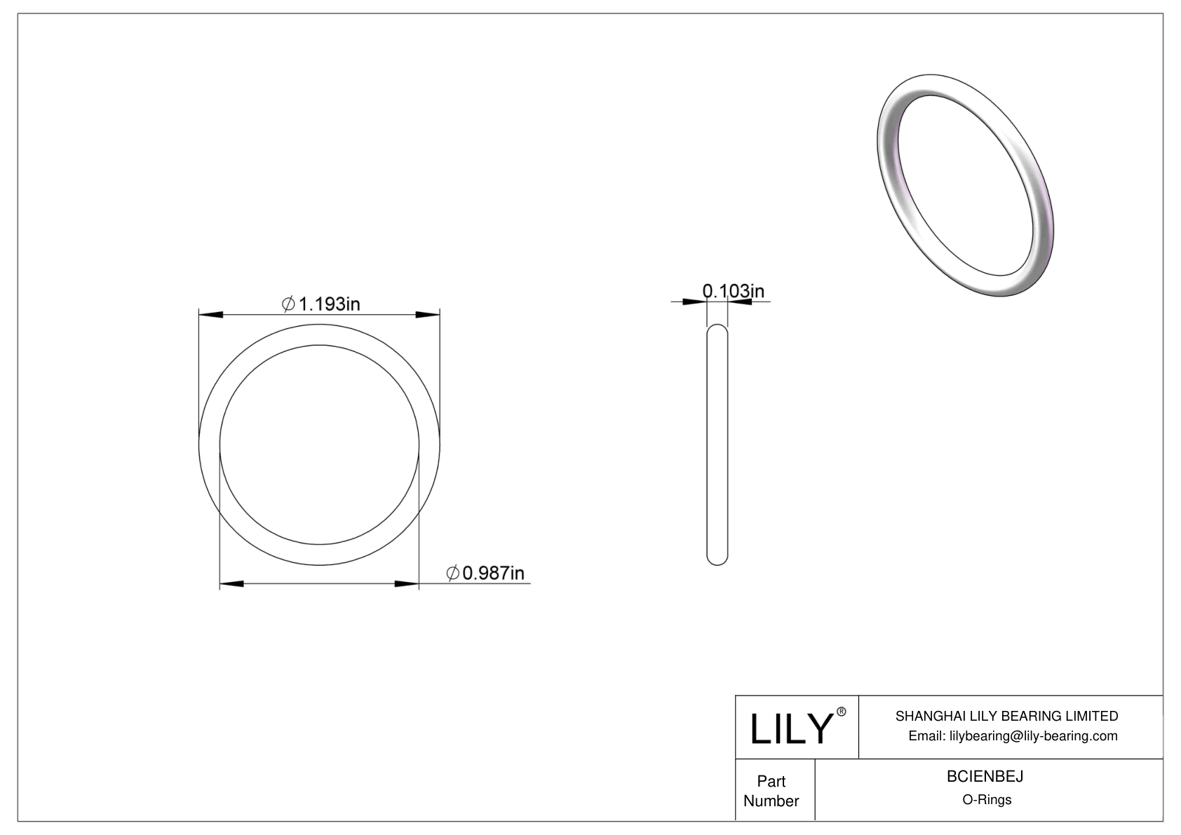 BCIENBEJ Chemical Resistant O-rings Round cad drawing
