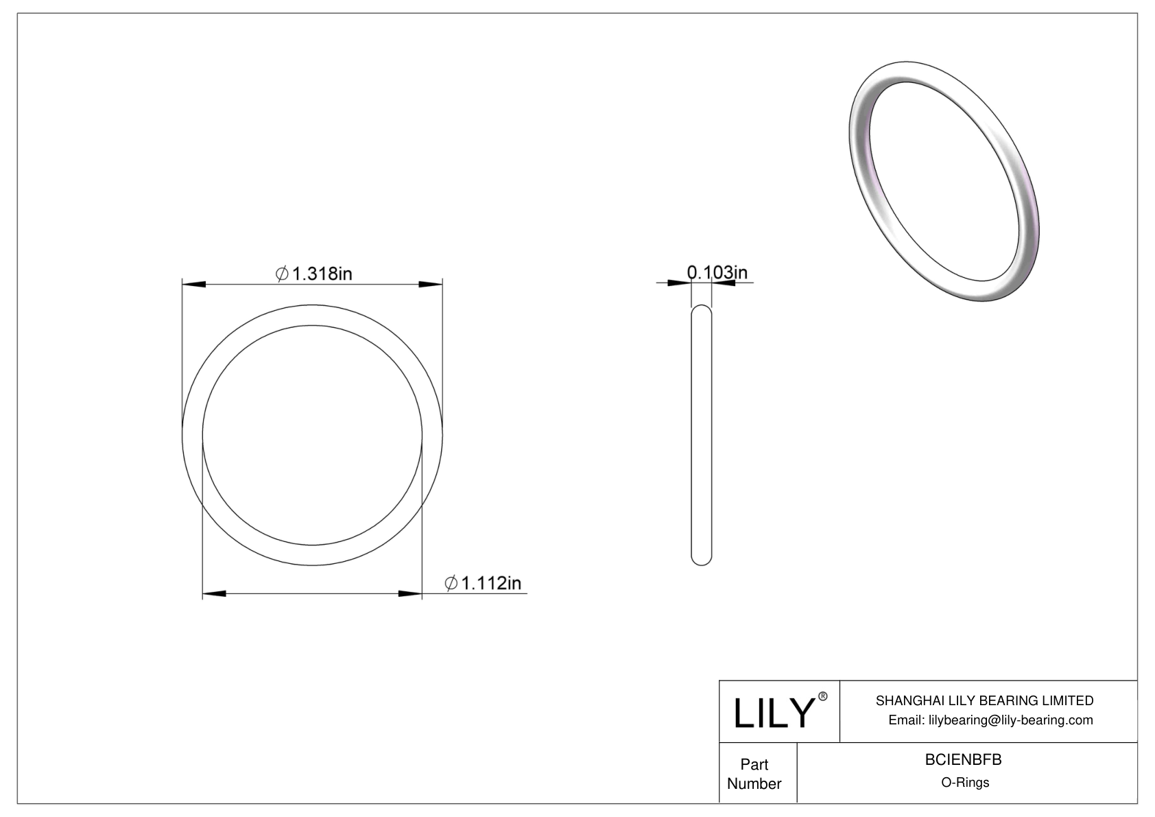 BCIENBFB Chemical Resistant O-rings Round cad drawing