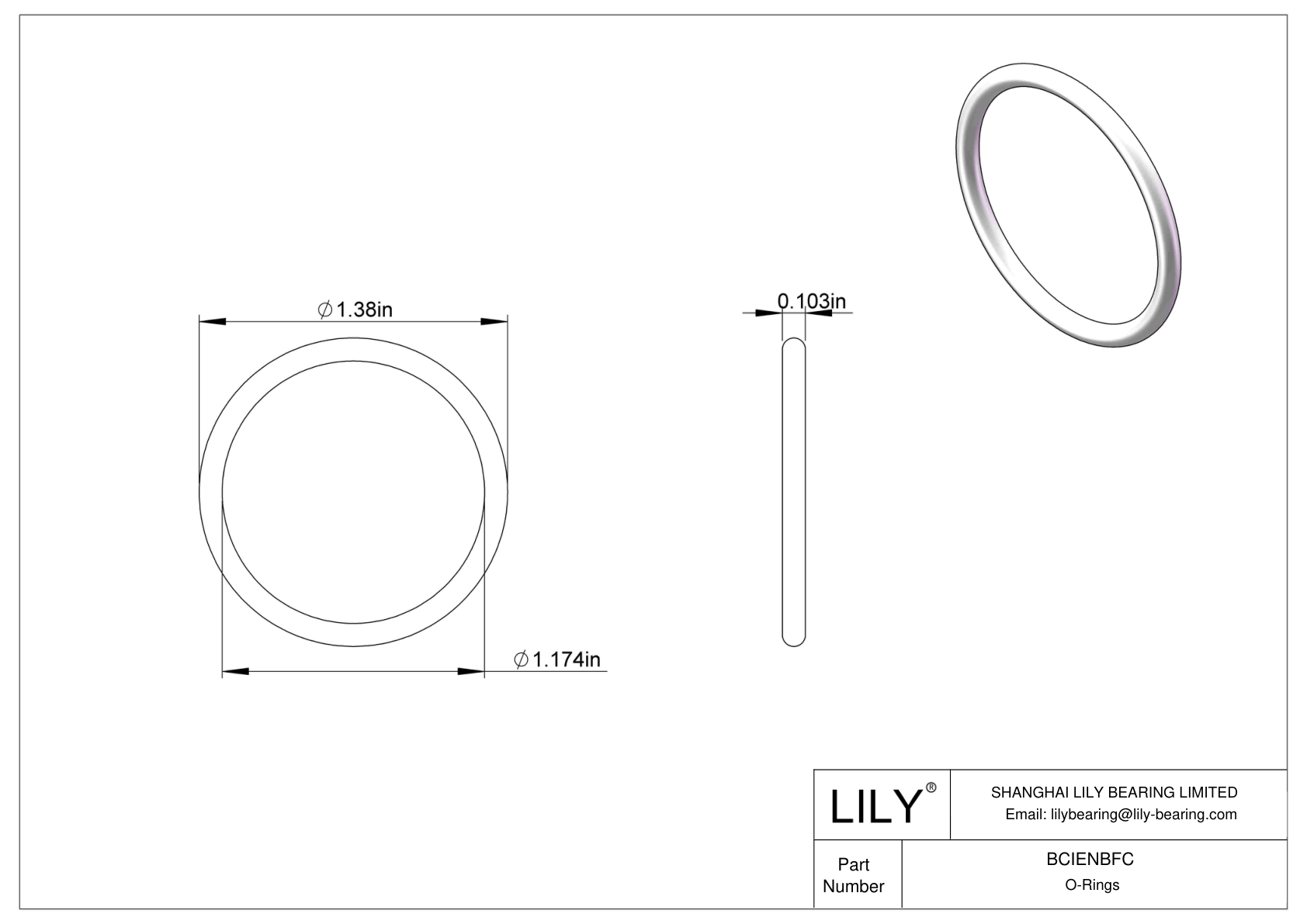 BCIENBFC Chemical Resistant O-rings Round cad drawing