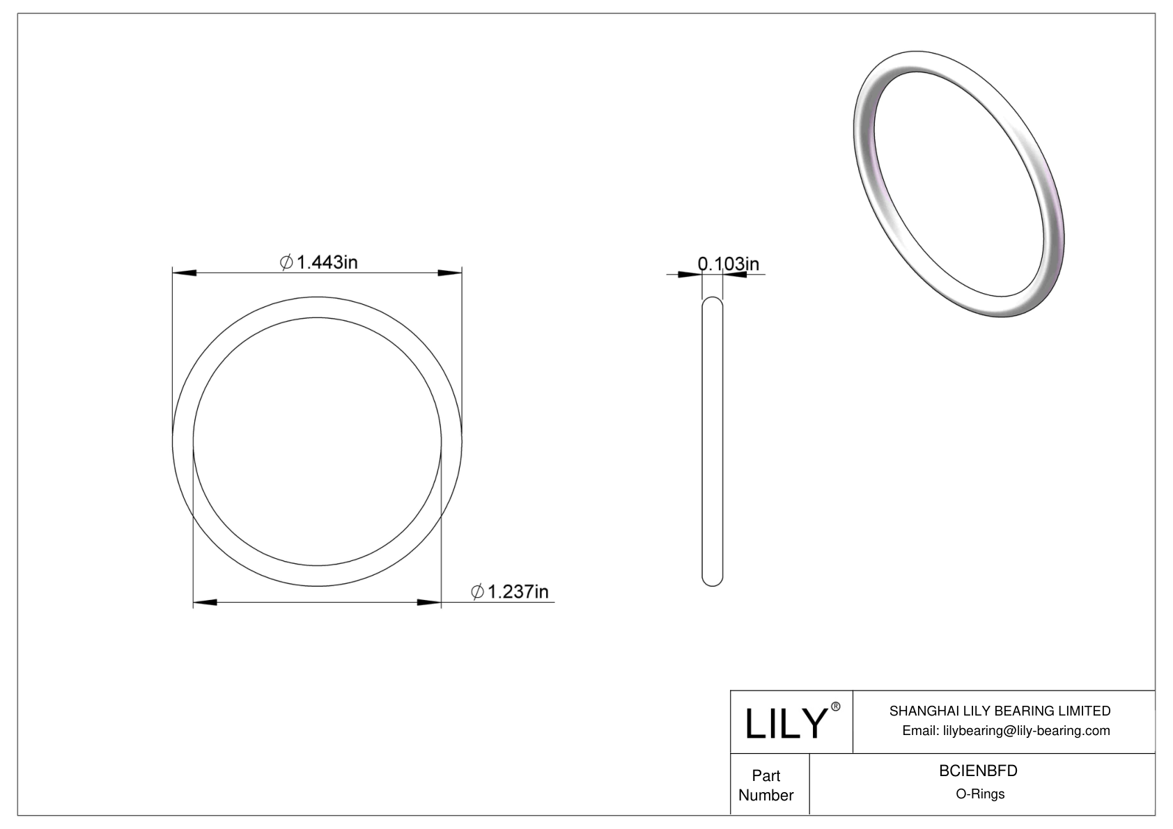 BCIENBFD Chemical Resistant O-rings Round cad drawing