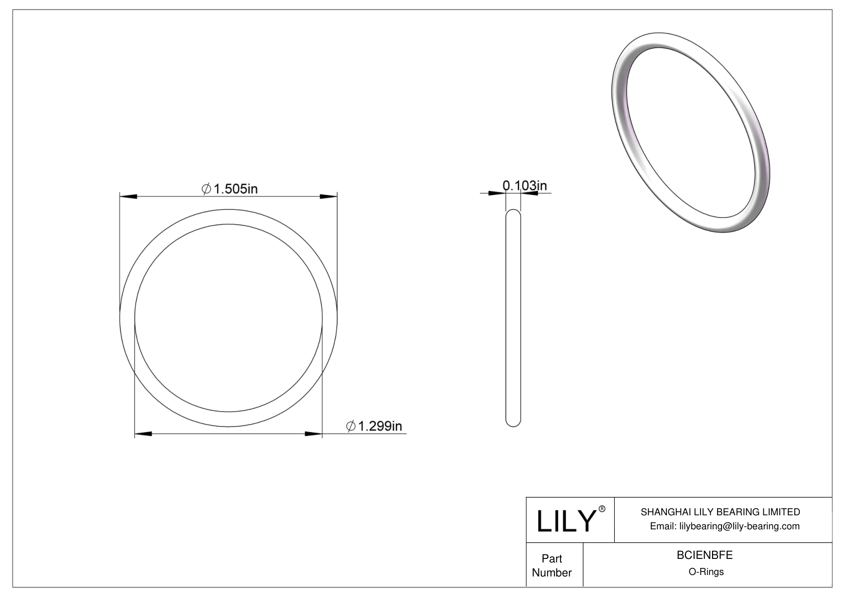 BCIENBFE Chemical Resistant O-rings Round cad drawing