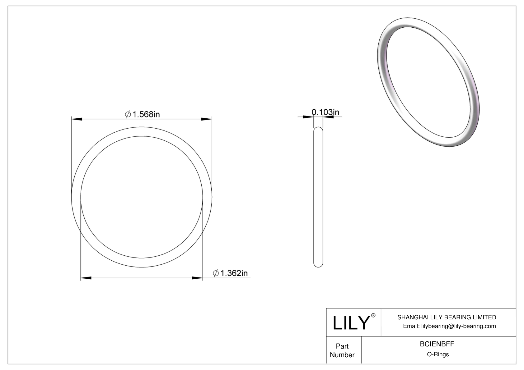 BCIENBFF Chemical Resistant O-rings Round cad drawing