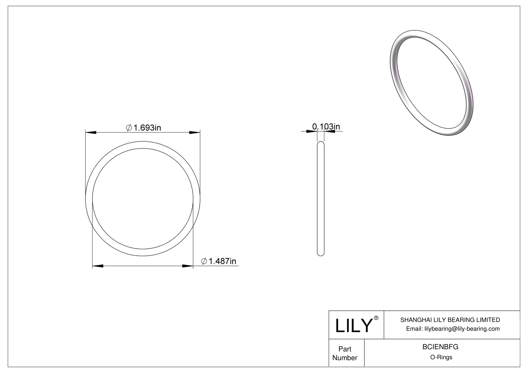 BCIENBFG Chemical Resistant O-rings Round cad drawing