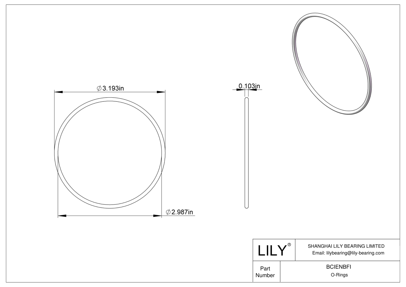BCIENBFI Chemical Resistant O-rings Round cad drawing
