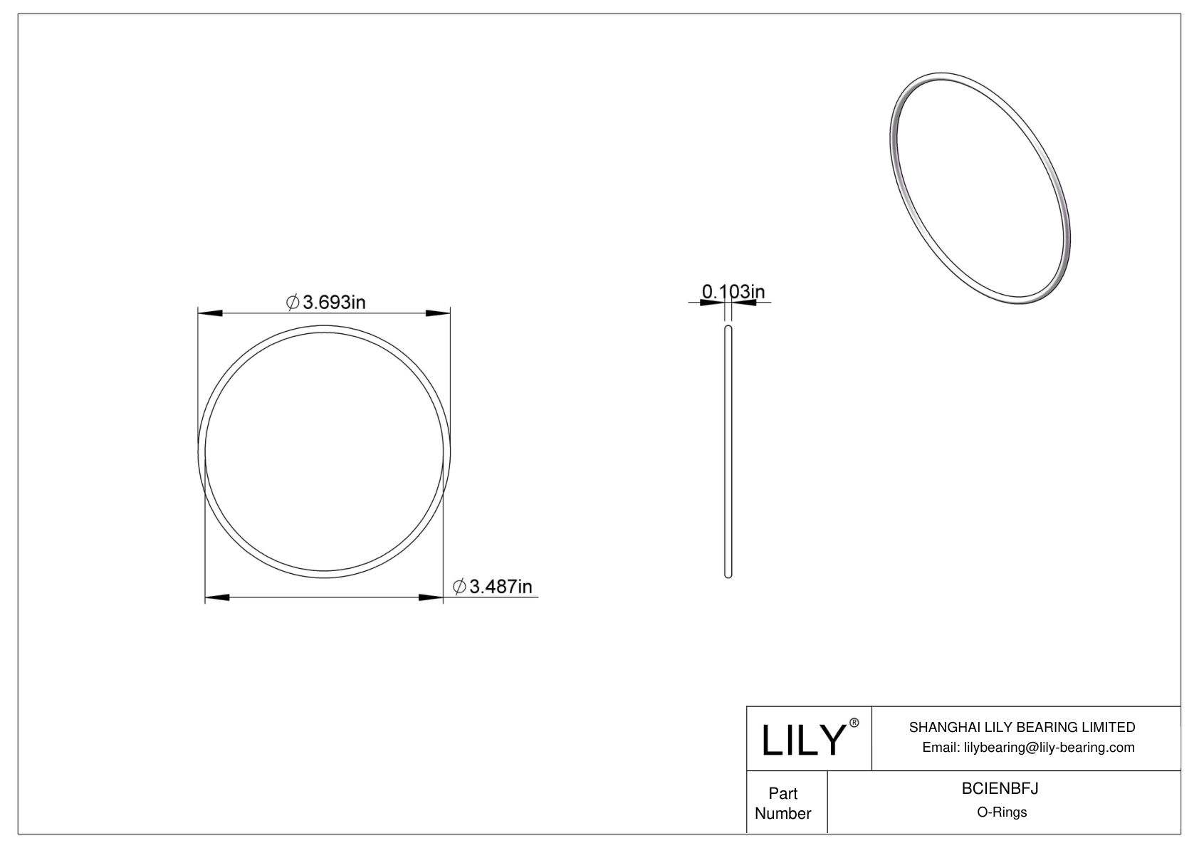 BCIENBFJ Chemical Resistant O-rings Round cad drawing