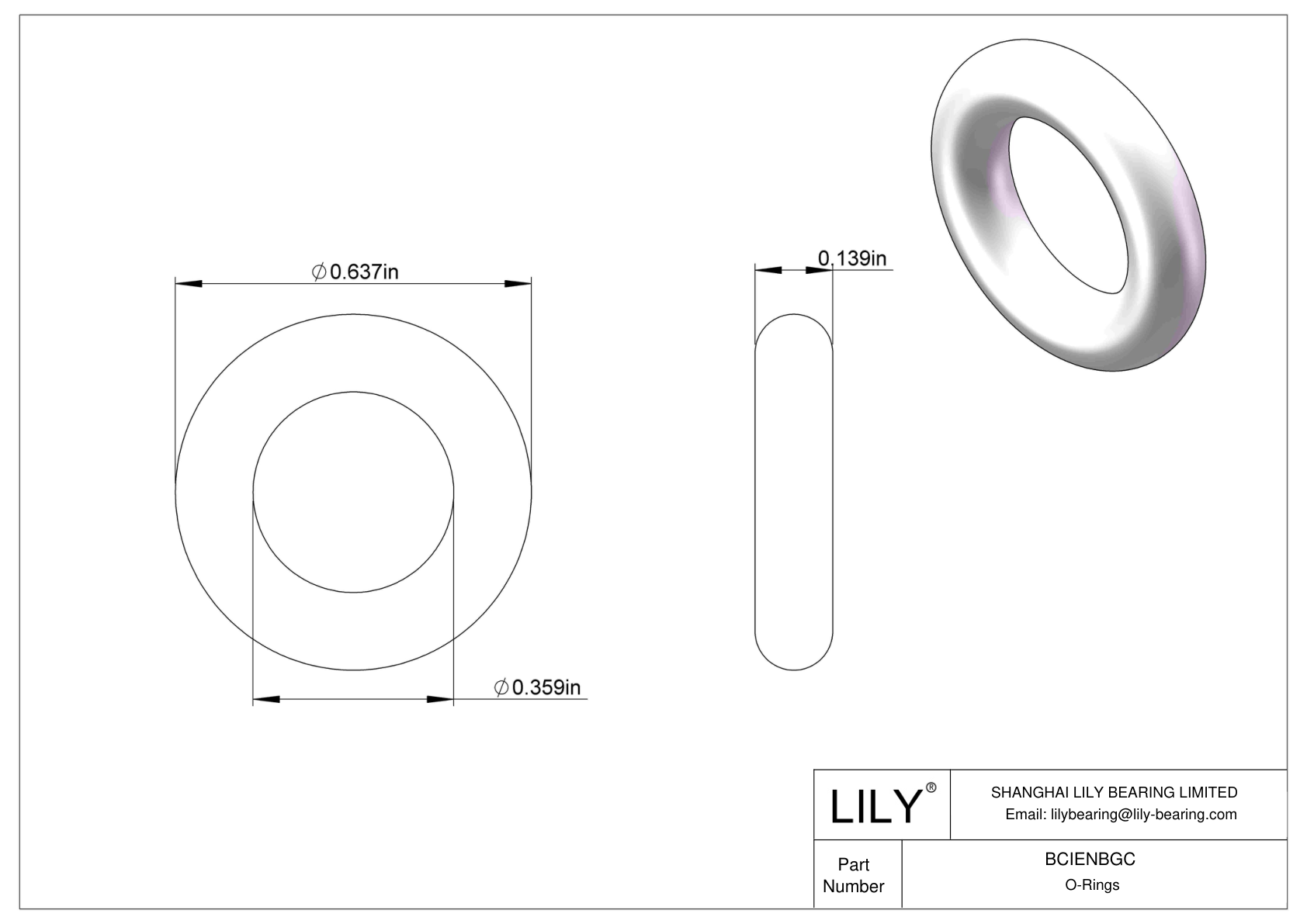 BCIENBGC Chemical Resistant O-rings Round cad drawing