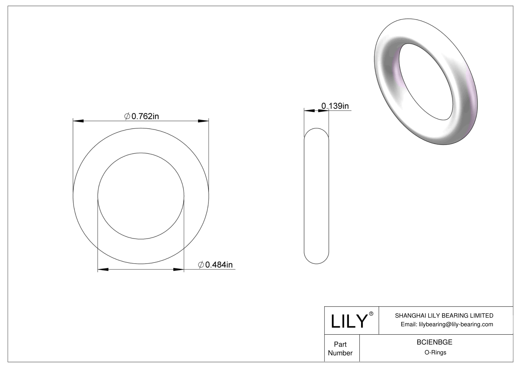 BCIENBGE Chemical Resistant O-rings Round cad drawing
