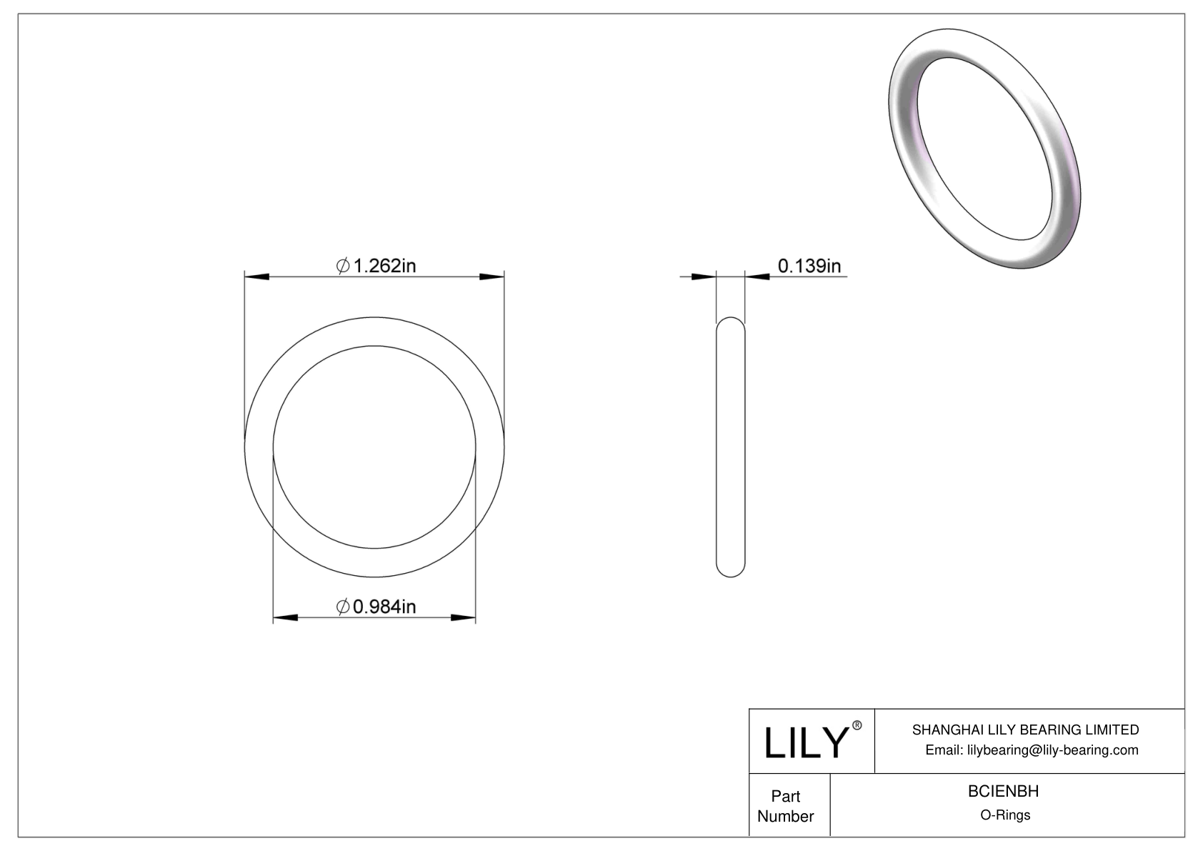 BCIENBH Chemical Resistant O-rings Round cad drawing