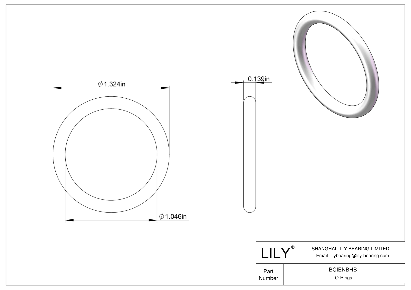 BCIENBHB Chemical Resistant O-rings Round cad drawing