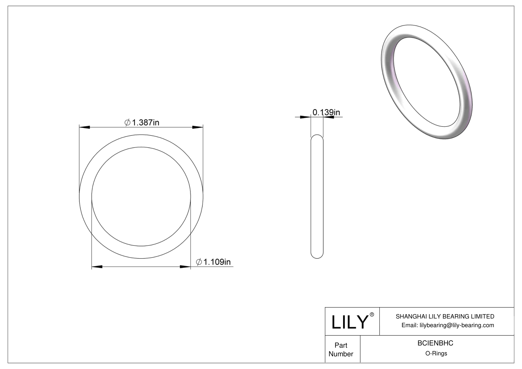 BCIENBHC Chemical Resistant O-rings Round cad drawing