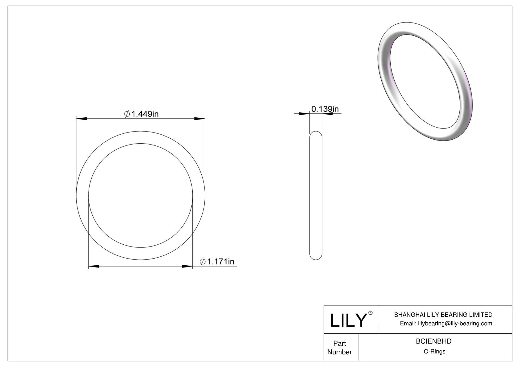 BCIENBHD Chemical Resistant O-rings Round cad drawing