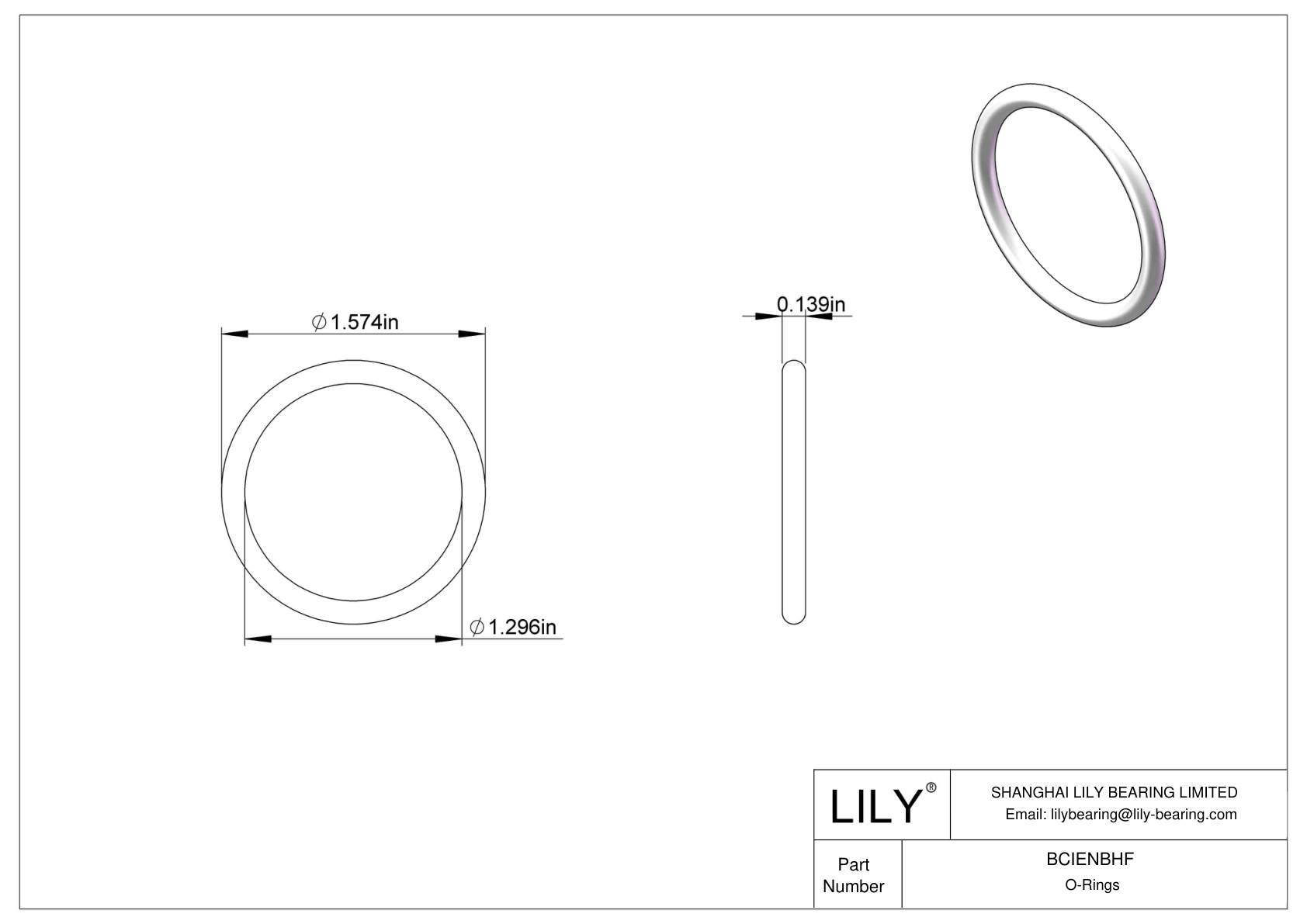 BCIENBHF Chemical Resistant O-rings Round cad drawing