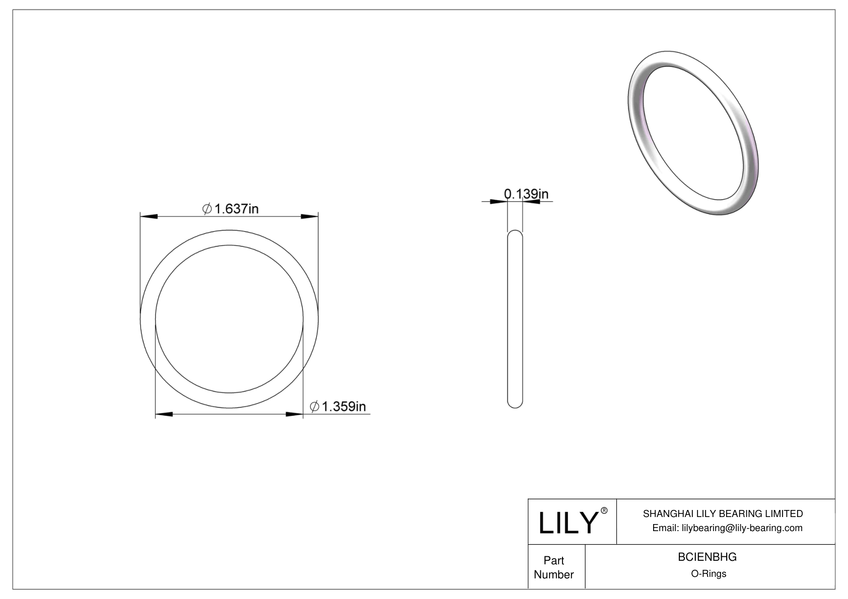 BCIENBHG Chemical Resistant O-rings Round cad drawing
