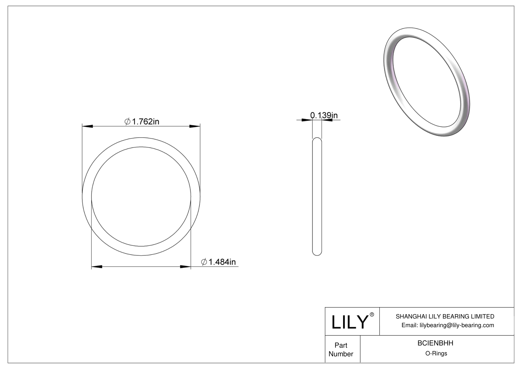 BCIENBHH Chemical Resistant O-rings Round cad drawing