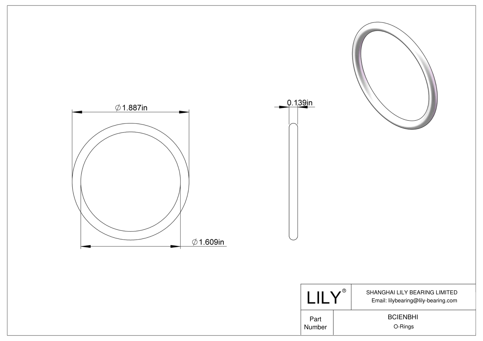 BCIENBHI Chemical Resistant O-rings Round cad drawing