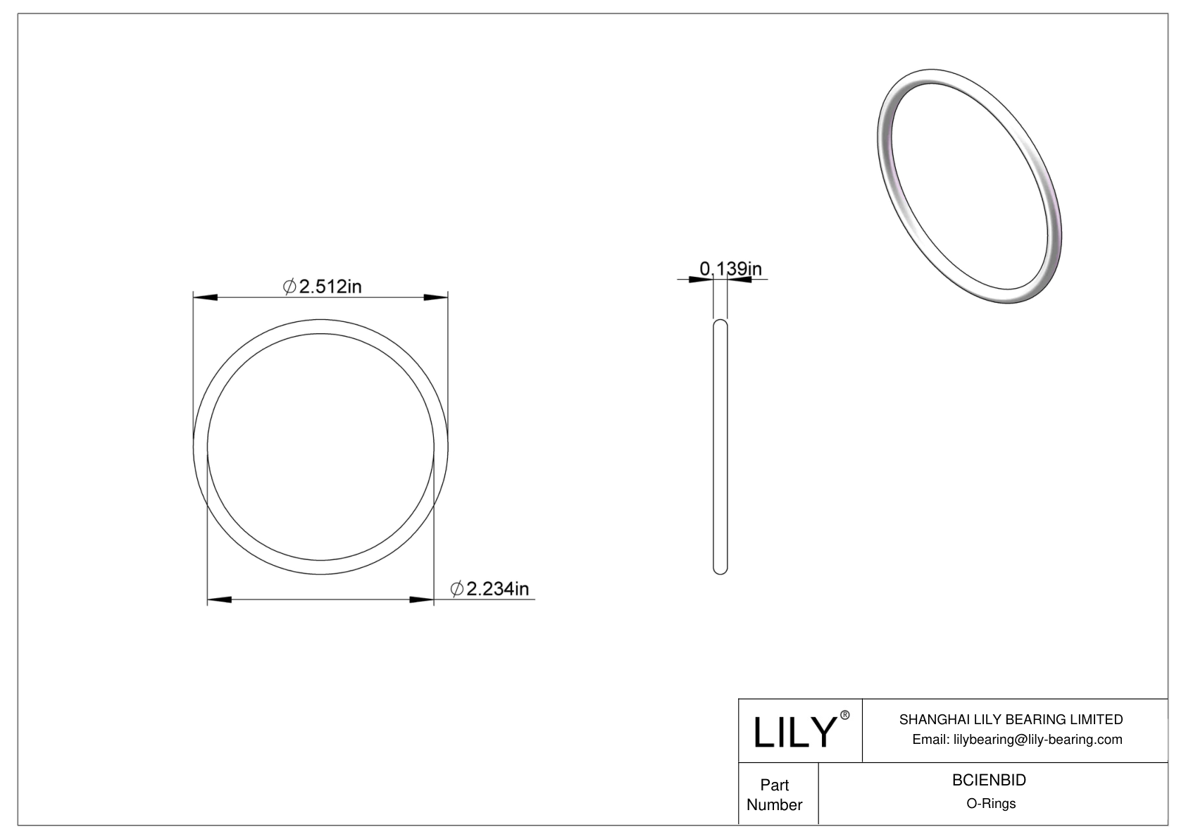 BCIENBID Chemical Resistant O-rings Round cad drawing