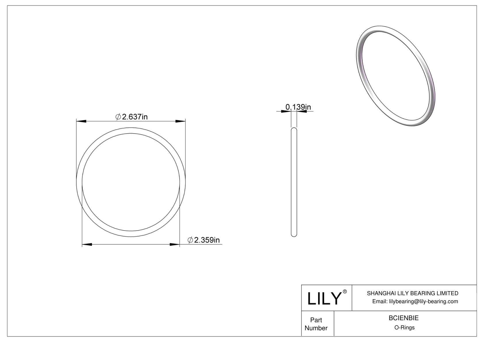 BCIENBIE Chemical Resistant O-rings Round cad drawing