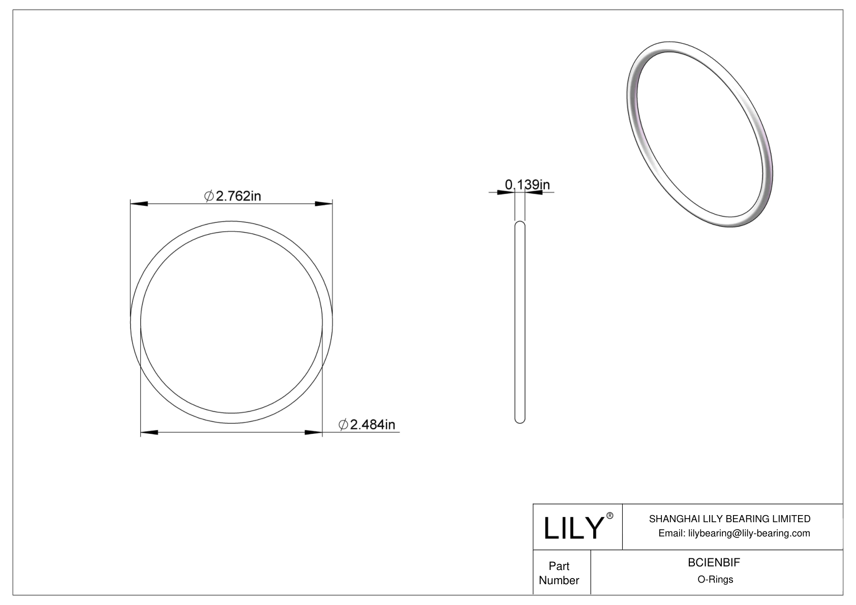 BCIENBIF Chemical Resistant O-rings Round cad drawing