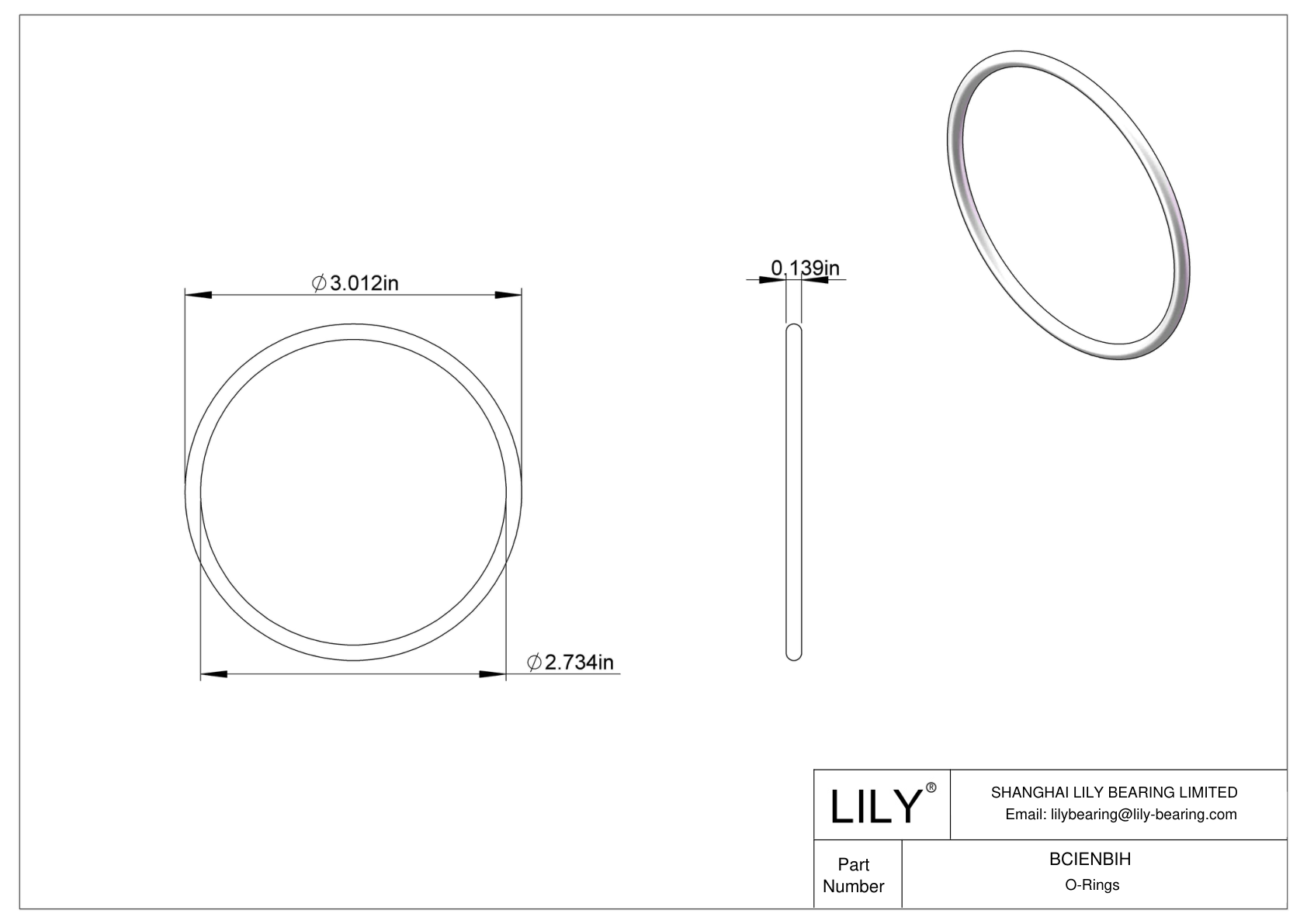 BCIENBIH Chemical Resistant O-rings Round cad drawing