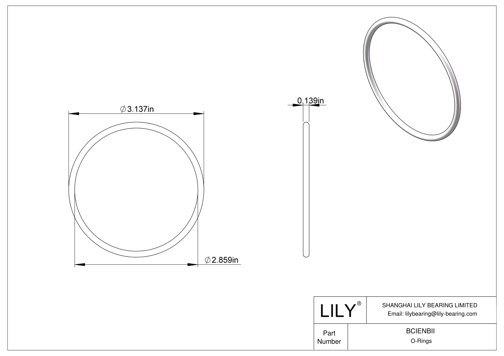 BCIENBII Chemical Resistant O-rings Round cad drawing