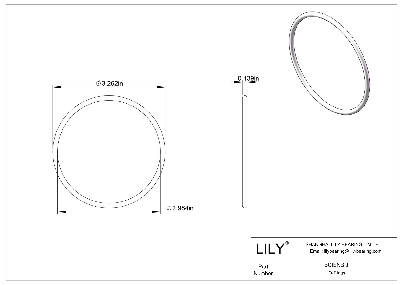 BCIENBIJ Chemical Resistant O-rings Round cad drawing