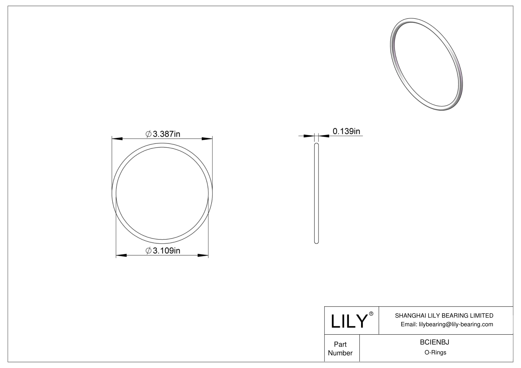 BCIENBJ Chemical Resistant O-rings Round cad drawing