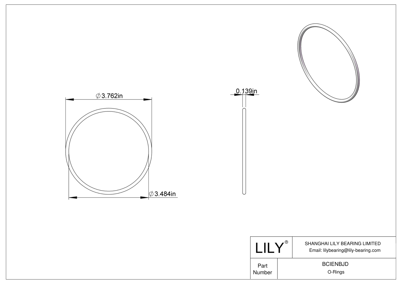 BCIENBJD Chemical Resistant O-rings Round cad drawing