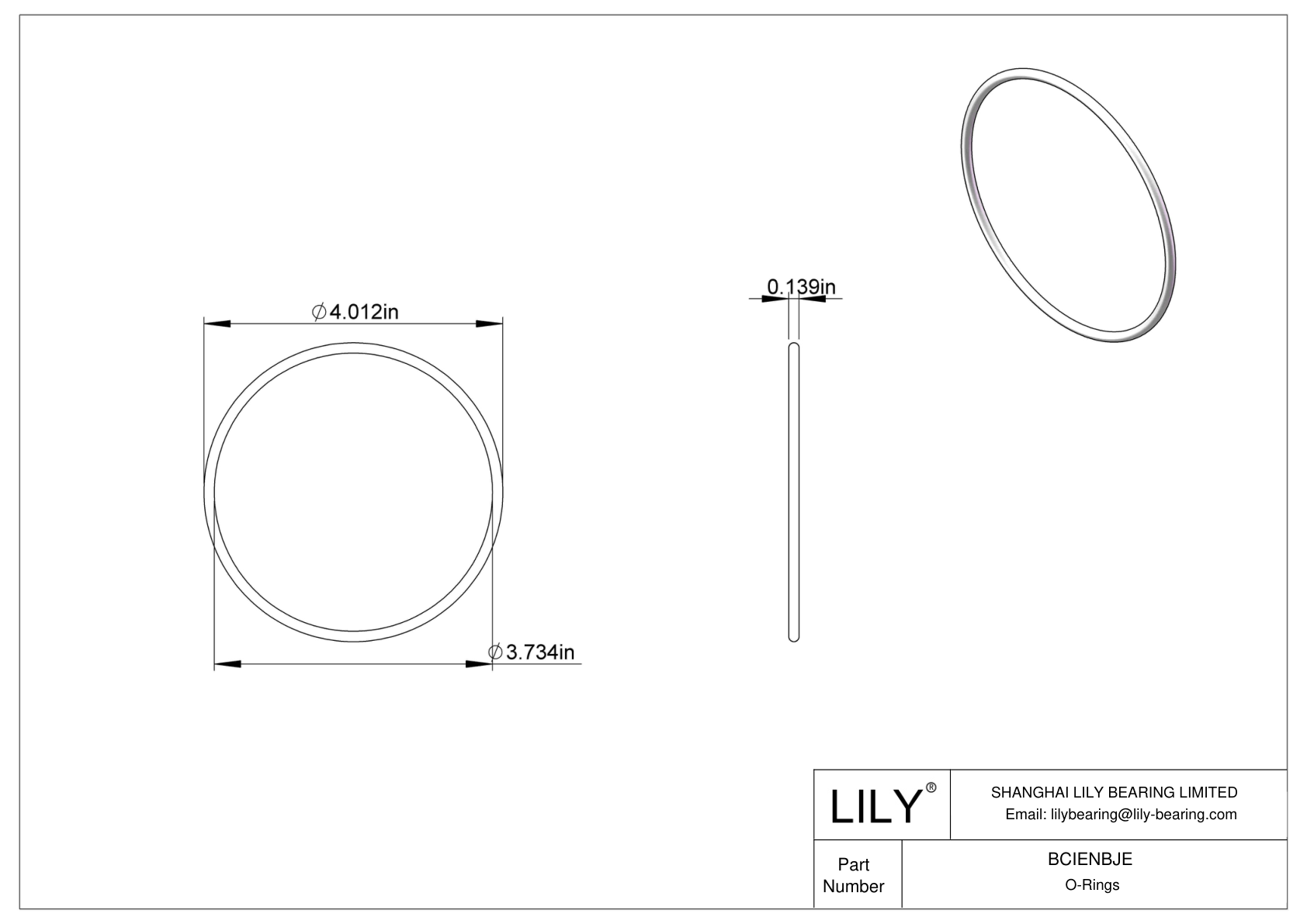 BCIENBJE Chemical Resistant O-rings Round cad drawing