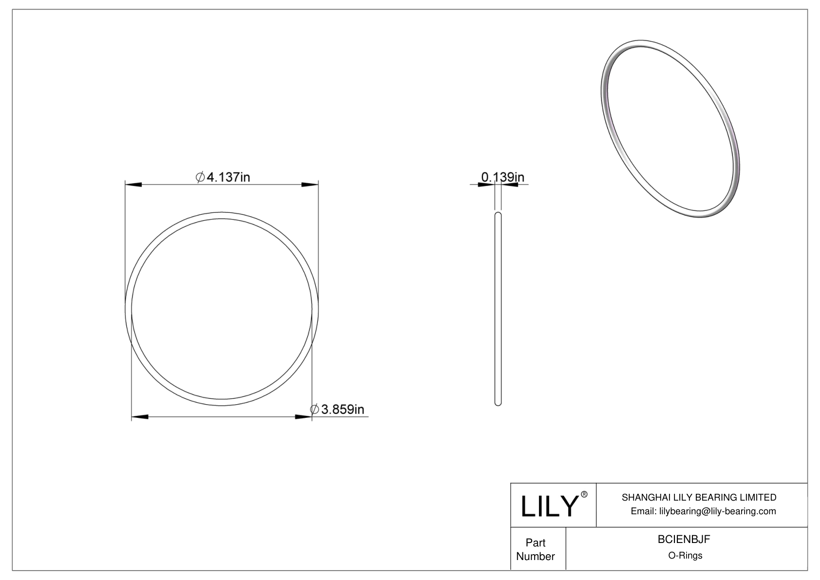 BCIENBJF Chemical Resistant O-rings Round cad drawing