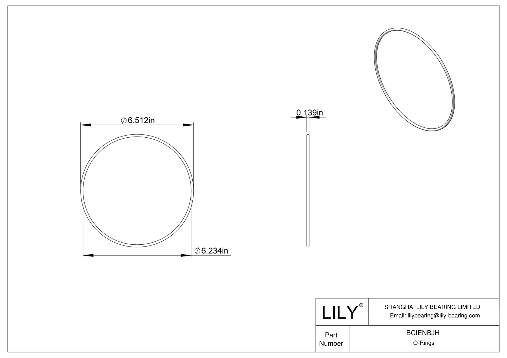 BCIENBJH Chemical Resistant O-rings Round cad drawing