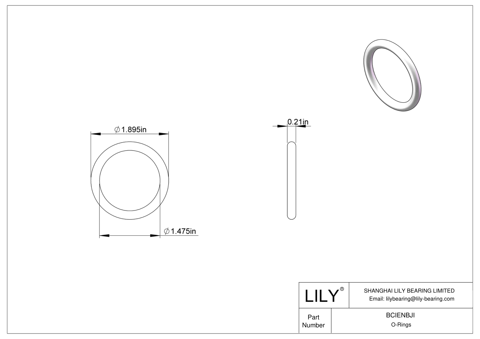 BCIENBJI Chemical Resistant O-rings Round cad drawing