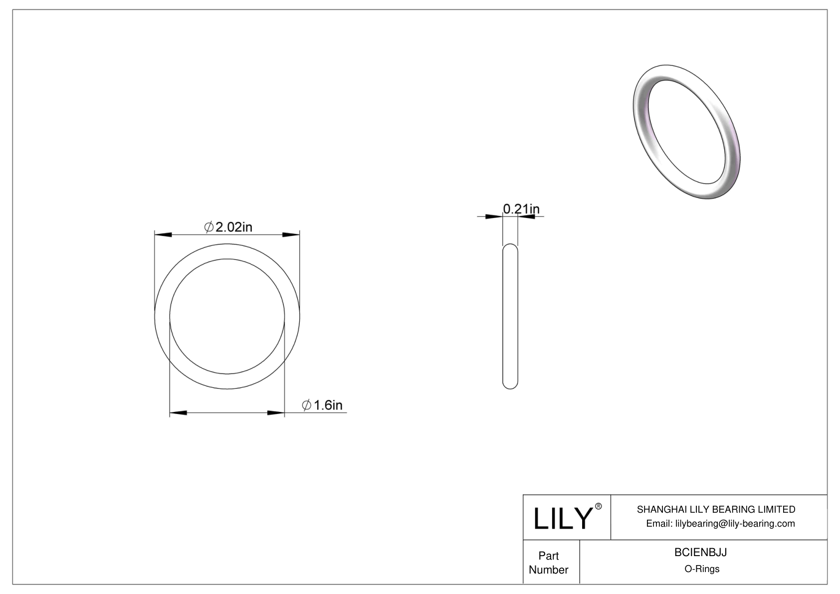 BCIENBJJ Chemical Resistant O-rings Round cad drawing