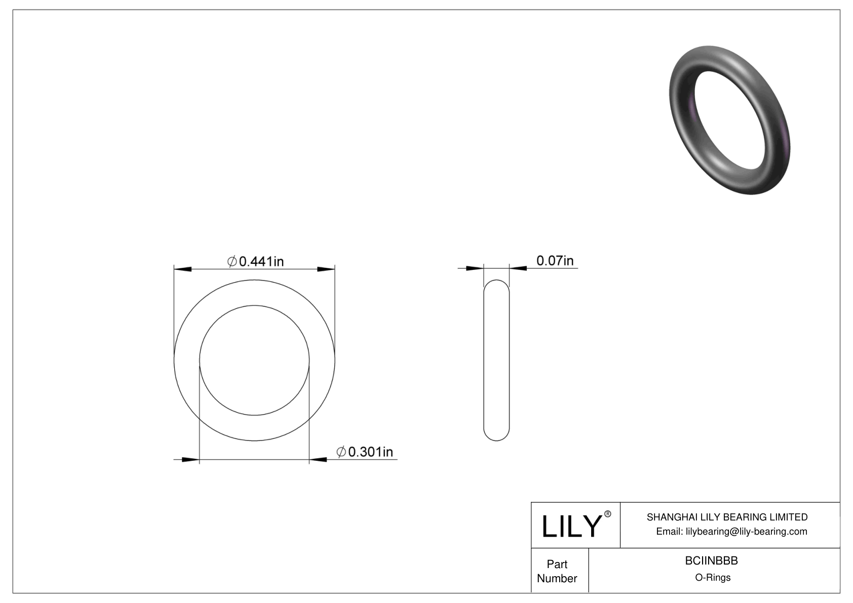 BCIINBBB Chemical Resistant O-rings Round cad drawing