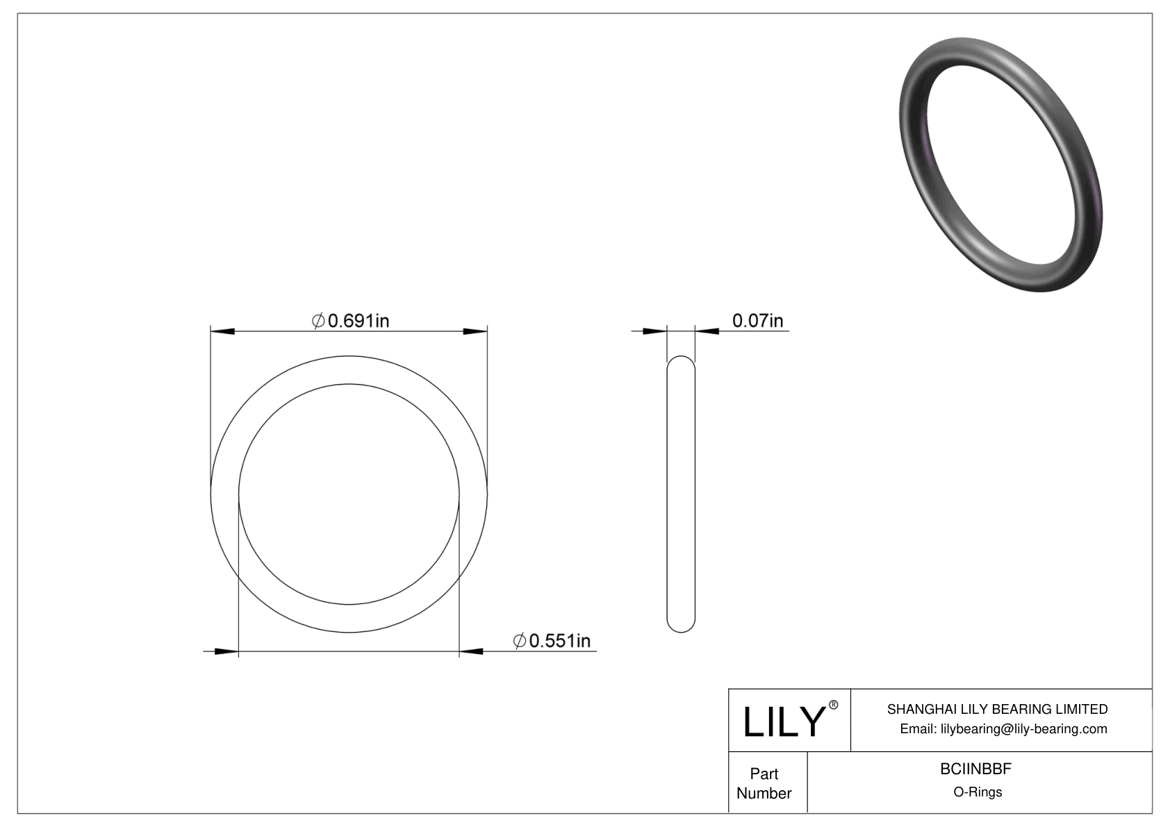 BCIINBBF Chemical Resistant O-rings Round cad drawing