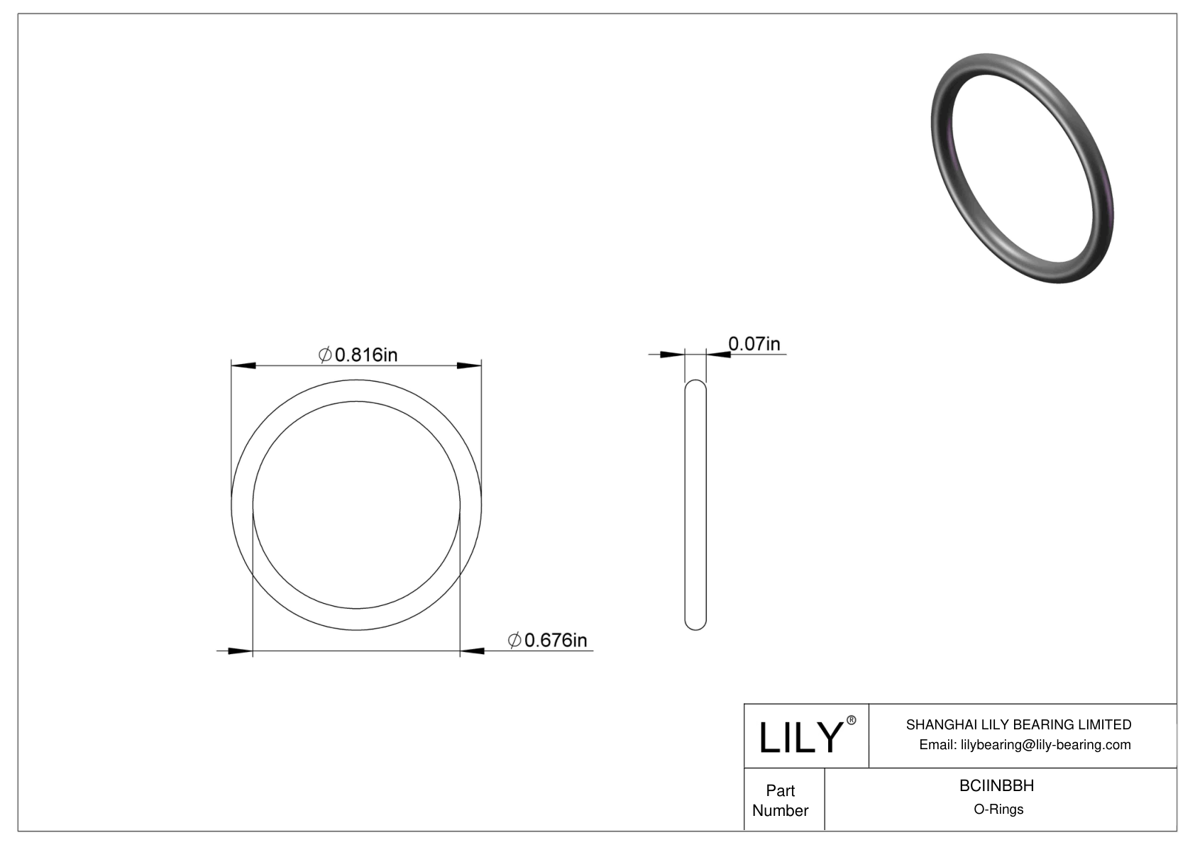 BCIINBBH Chemical Resistant O-rings Round cad drawing