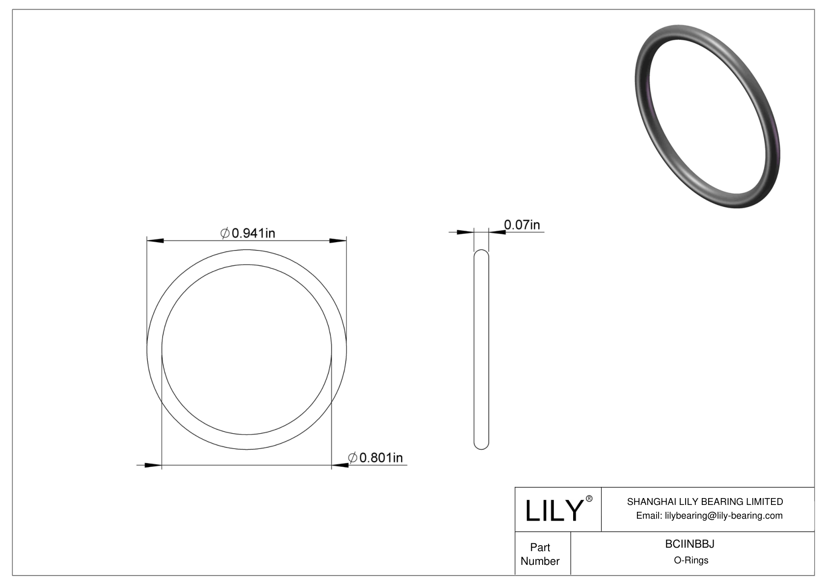 BCIINBBJ Chemical Resistant O-rings Round cad drawing