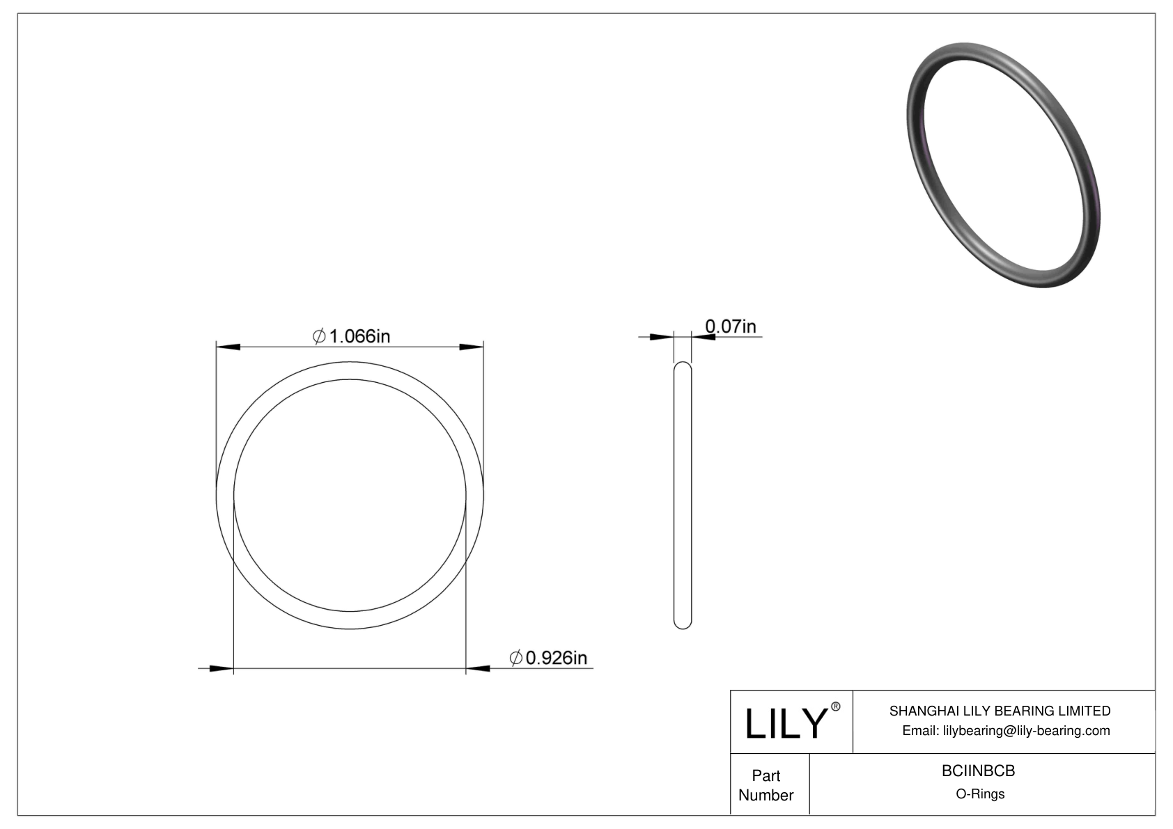 BCIINBCB Chemical Resistant O-rings Round cad drawing