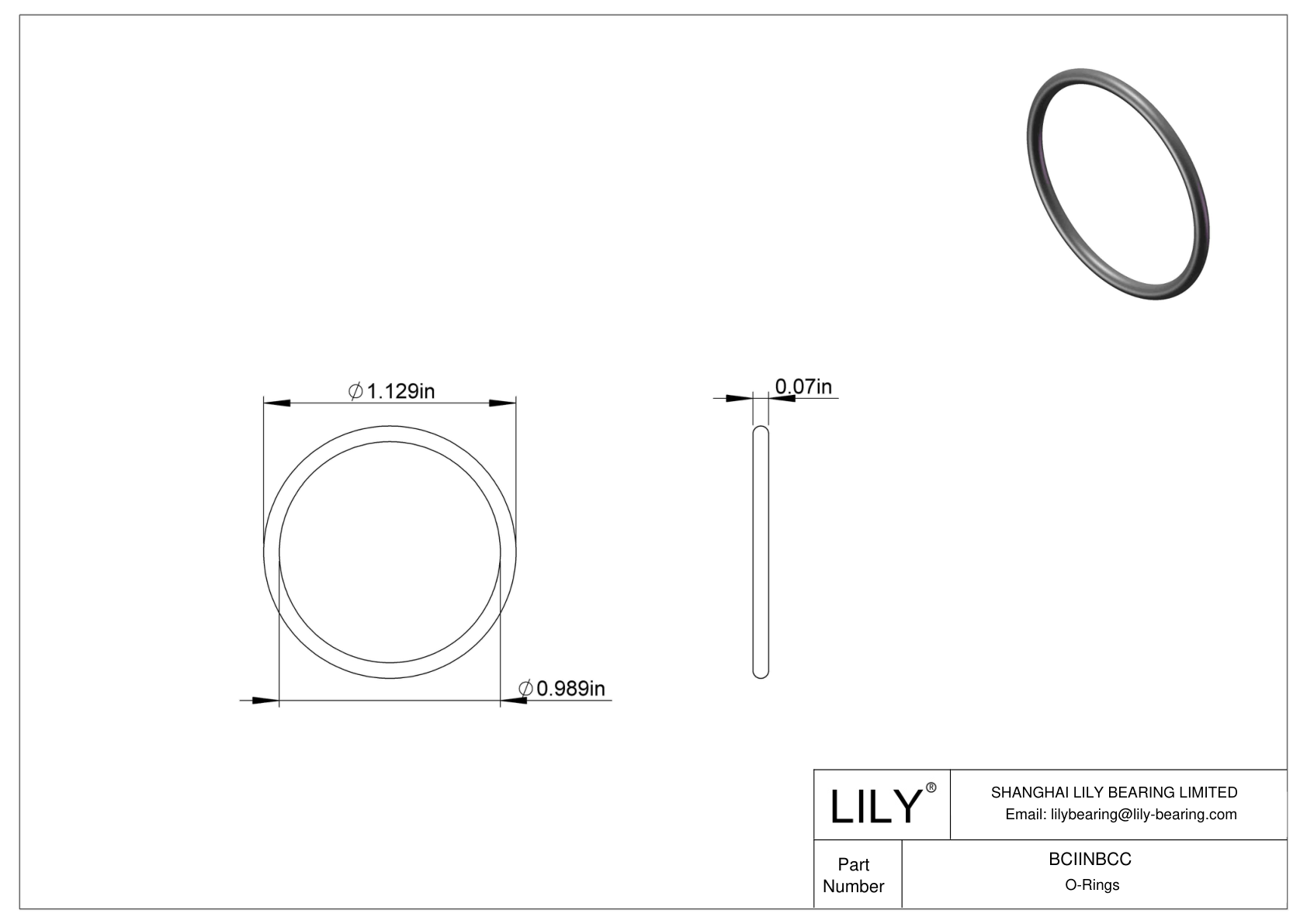 BCIINBCC Chemical Resistant O-rings Round cad drawing