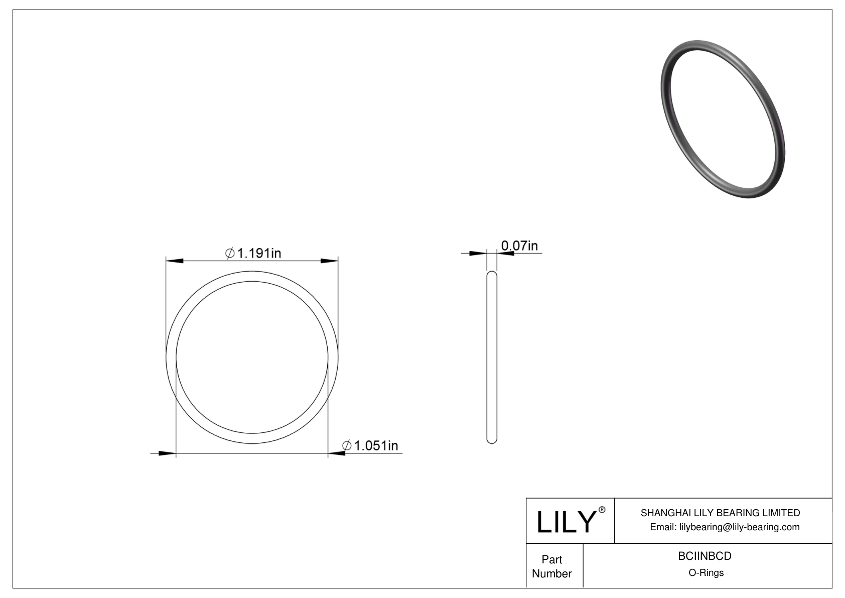 BCIINBCD Chemical Resistant O-rings Round cad drawing