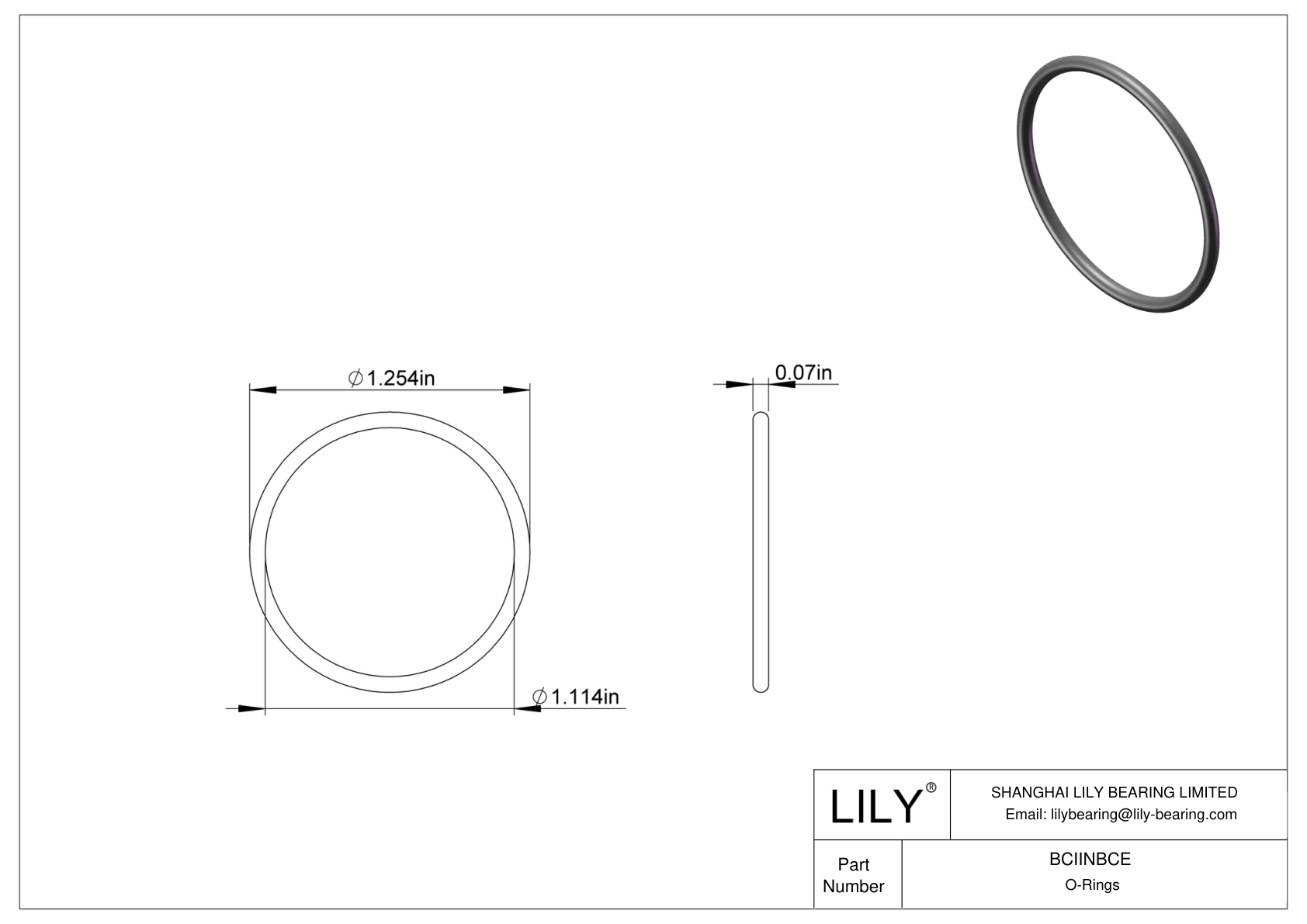 BCIINBCE Chemical Resistant O-rings Round cad drawing