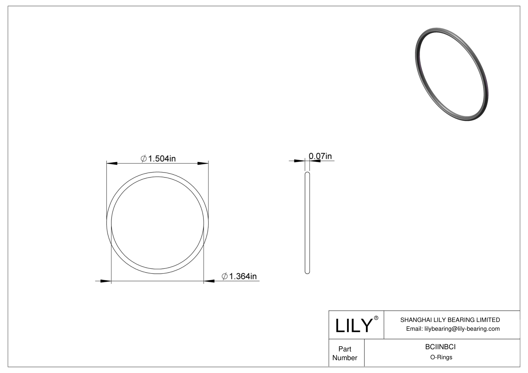 BCIINBCI Chemical Resistant O-rings Round cad drawing