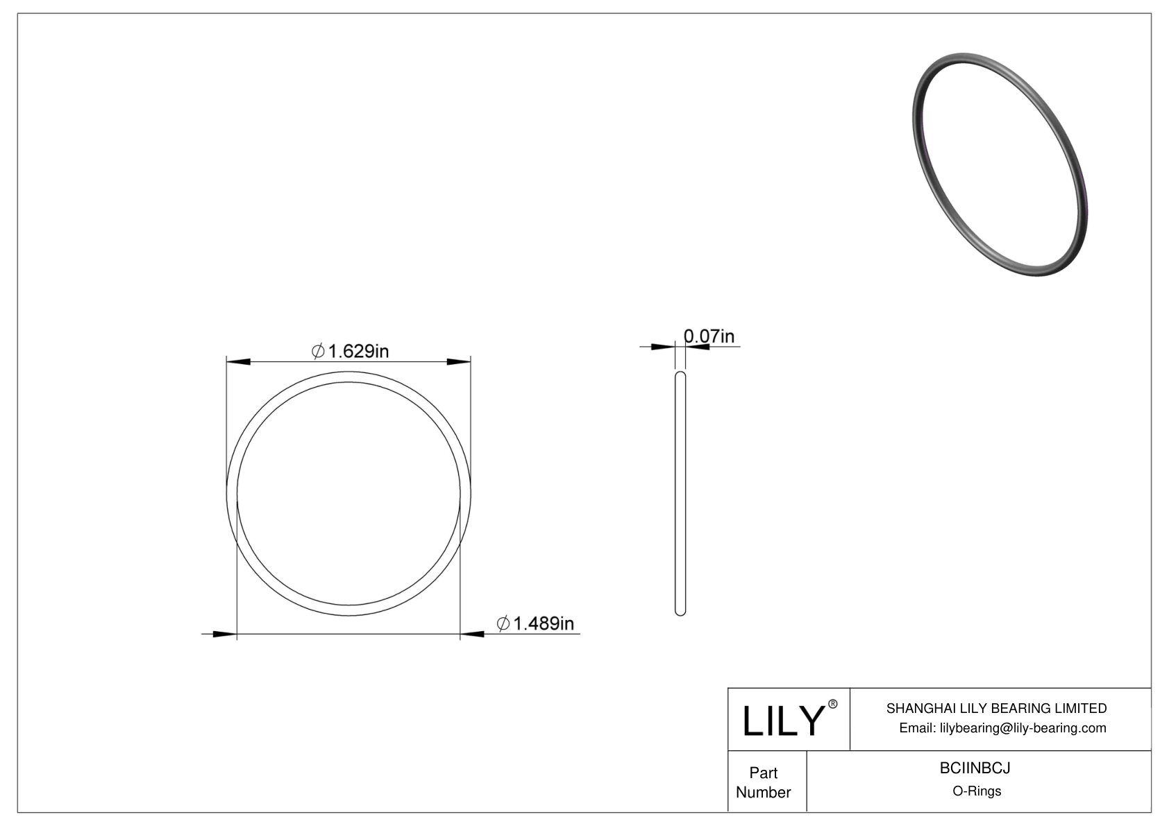 BCIINBCJ Chemical Resistant O-rings Round cad drawing