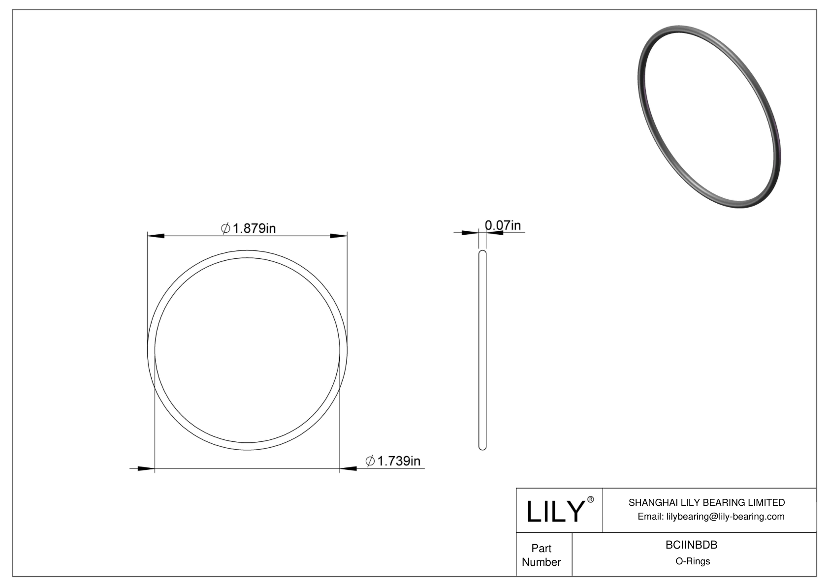 BCIINBDB Chemical Resistant O-rings Round cad drawing