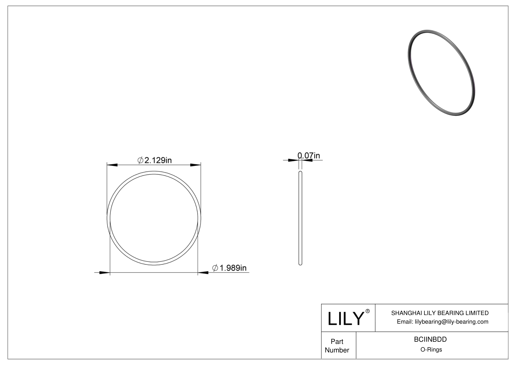 BCIINBDD Chemical Resistant O-rings Round cad drawing