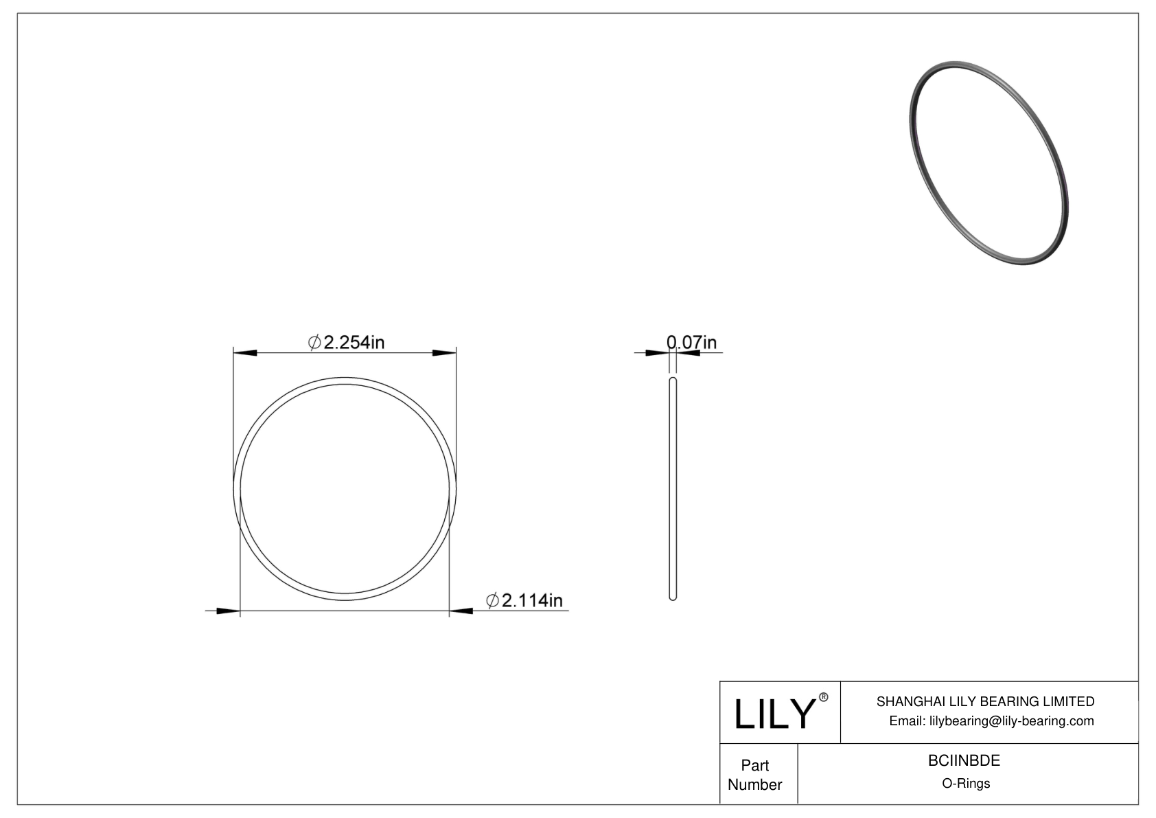 BCIINBDE Chemical Resistant O-rings Round cad drawing