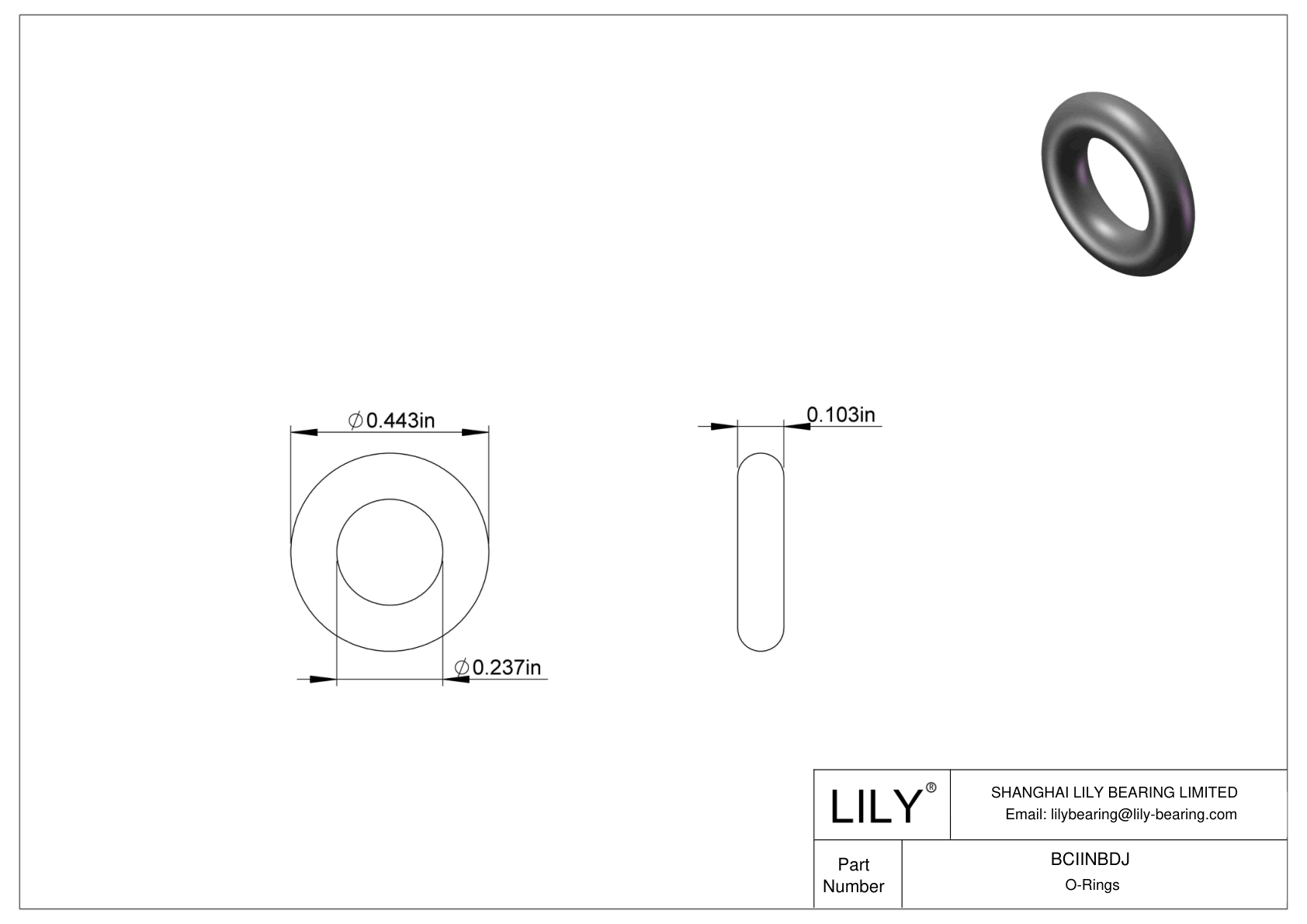 BCIINBDJ Chemical Resistant O-rings Round cad drawing