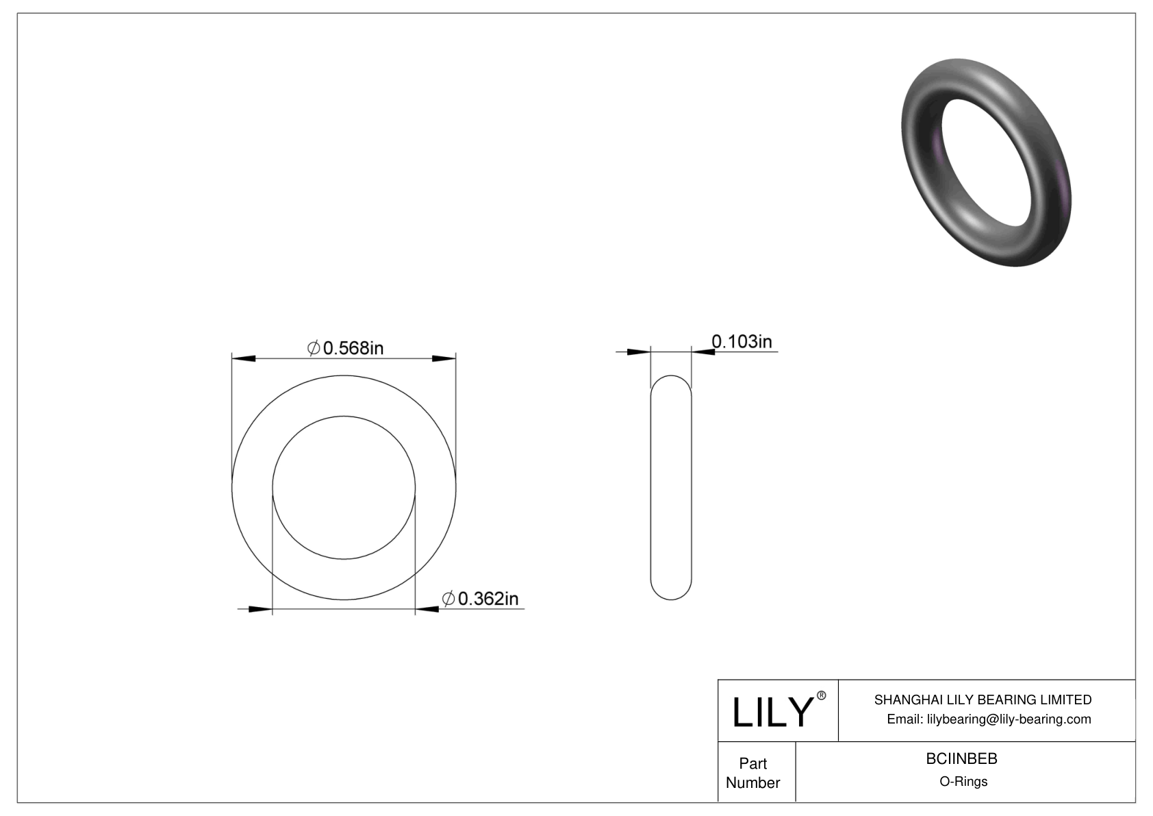 BCIINBEB Chemical Resistant O-rings Round cad drawing